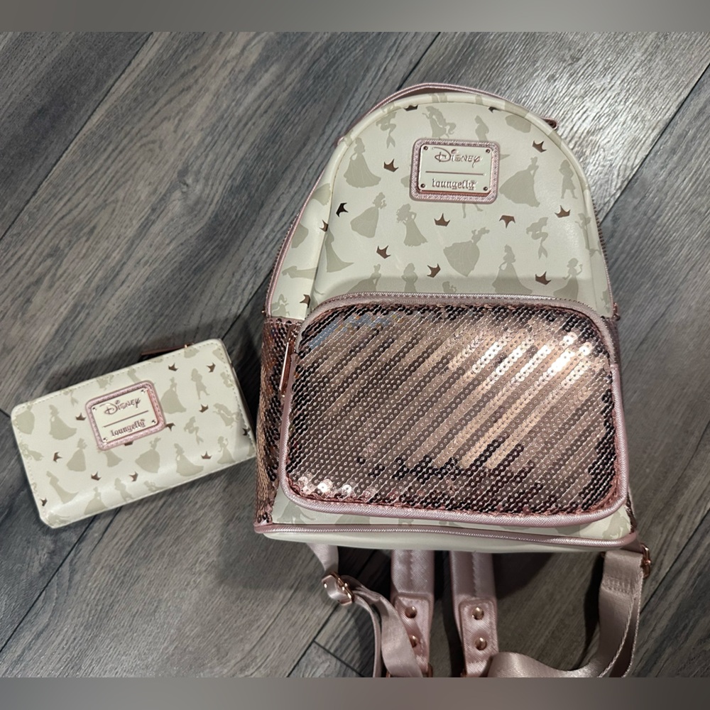Disney Loungefly Ultimate Princess Mini Backpack And Wallet